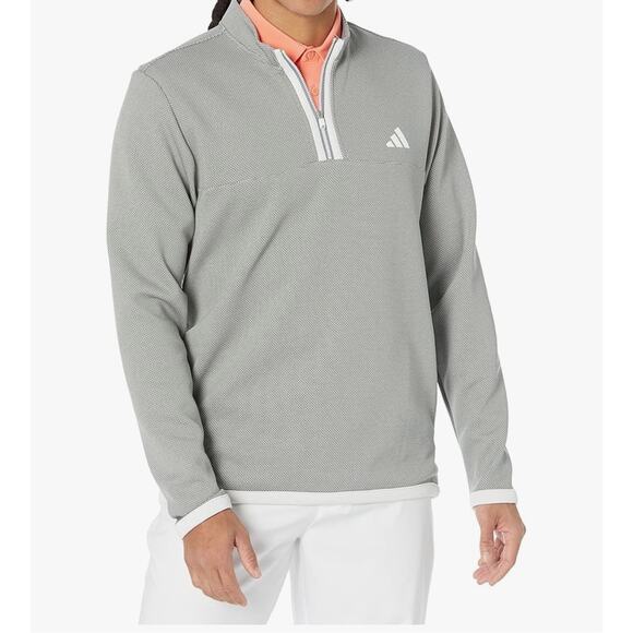 Adidas Mens 1/4 Zip Microdot Golf Pullover in Light Gray Large - Picture 1 of 8